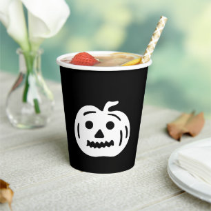 Halloween black white jack o lantern paper cups