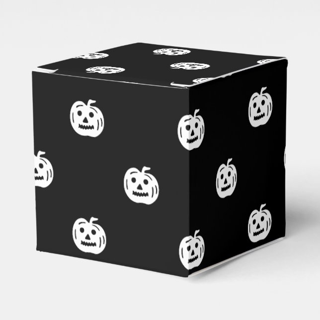 Halloween black white jack o lantern pattern cute favor box (Front Side)
