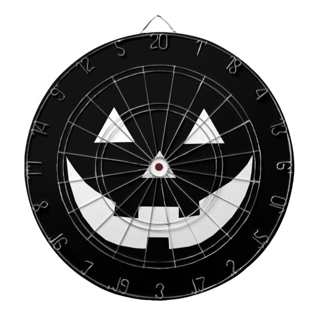 Halloween black white Jack o lantern pumpkin face Dartboard (Front)