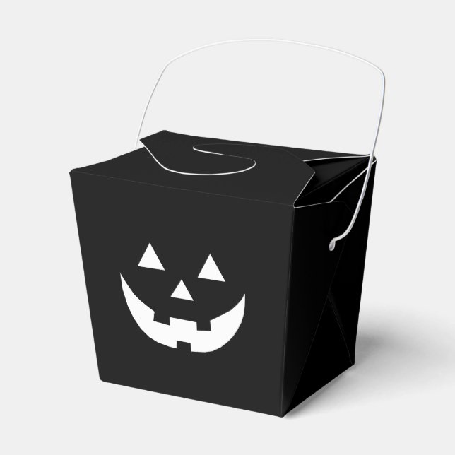 Halloween black white Jack o lantern pumpkin face Favor Box (Front Side)