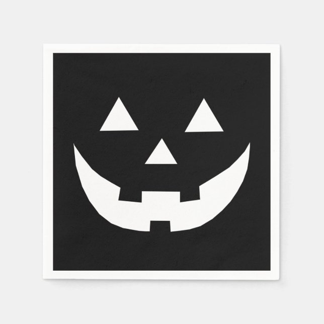 Halloween black white Jack o lantern scary paper Napkin (Front)