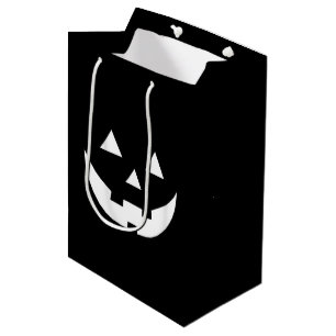 Halloween black white Jack o lantern scary treat Medium Gift Bag