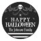 Halloween Black White Skull Label Happy Halloween