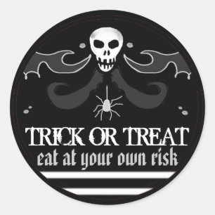 Halloween Black & White Skull Label Trick or Treat