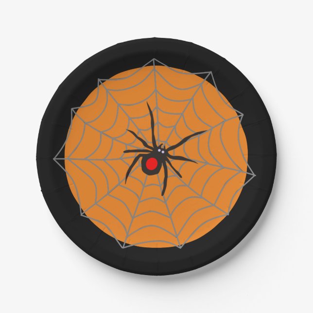 Halloween black widow spider paper plate (Front)
