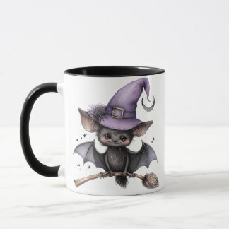 Halloween Black Witch Bat Coffee Mug