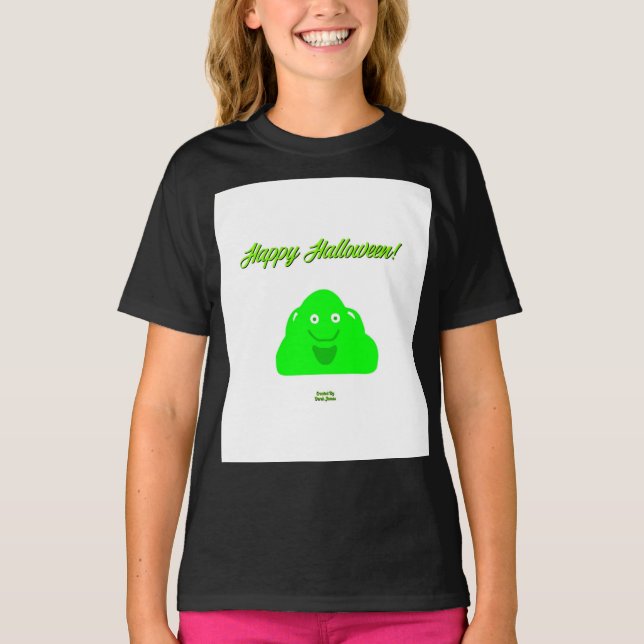 Halloween Blob Girls Black Basic T Shirt (Front)