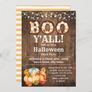 Halloween Block Party Pumpkin Fall Rustic Invitation