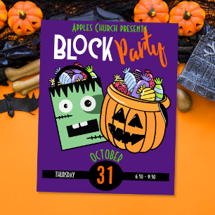 Halloween block party theme event trunk or treat poster