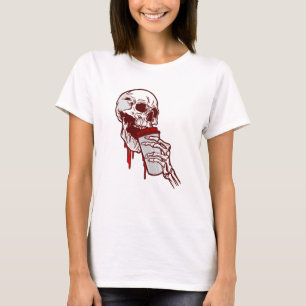 halloween bloody coffee drinking skull T-Shirt