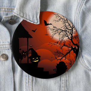 Halloween Bloody Moonlight Nightmare 6 Inch Round Button