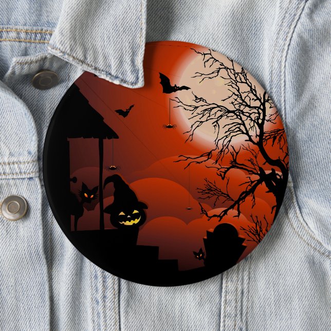 Halloween Bloody Moonlight Nightmare 6 Inch Round Button (In Situ)