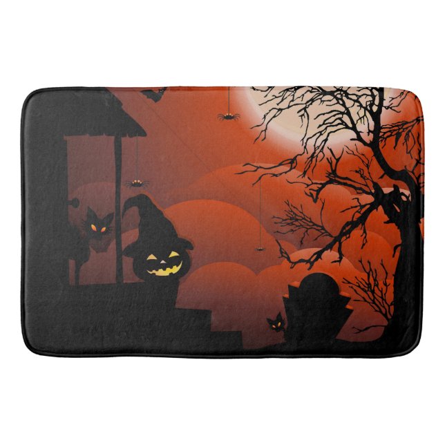 Halloween Bloody Moonlight Nightmare Bath Mat (Front)