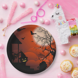 Halloween Bloody Moonlight Nightmare Paper Plate