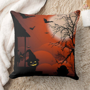 Halloween Bloody Moonlight Nightmare Throw Pillow