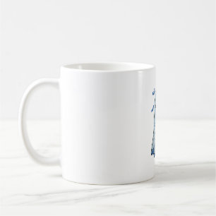 Halloween Blue Denim Ghost and Cat Coffee Mug