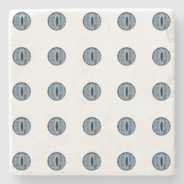 Halloween Blue Polka Dot Eyes Stone Coaster (Front)