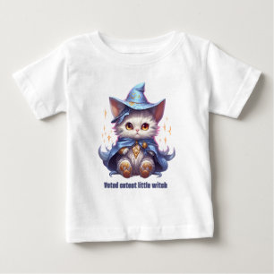 Halloween Blue Witch Kitten Baby T-Shirt