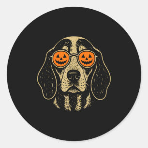 Halloween Bluetick Coonhound Dog With Pumpkin Gles Classic Round Sticker