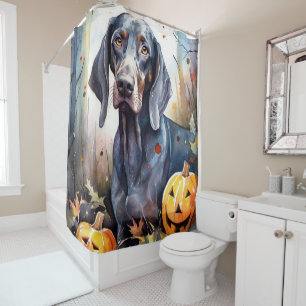 Halloween Bluetick Coonhound With Pumpkins Scary