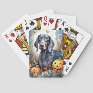 Halloween Bluetick Coonhound With Pumpkins Scary Playing Cards