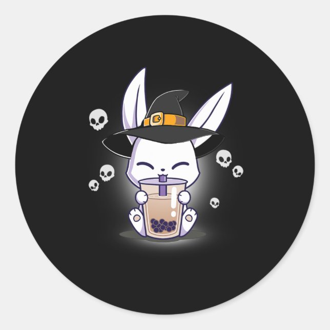 Halloween Bo Bunny Kawaii Anime Witch Bunny Bo  Classic Round Sticker (Front)