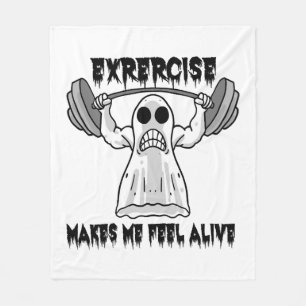 Halloween Bodybuilder Gym Fitness - Ghost Workout Fleece Blanket