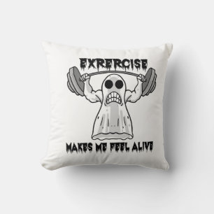 Halloween Bodybuilder Gym Fitness - Ghost Workout  Throw Pillow