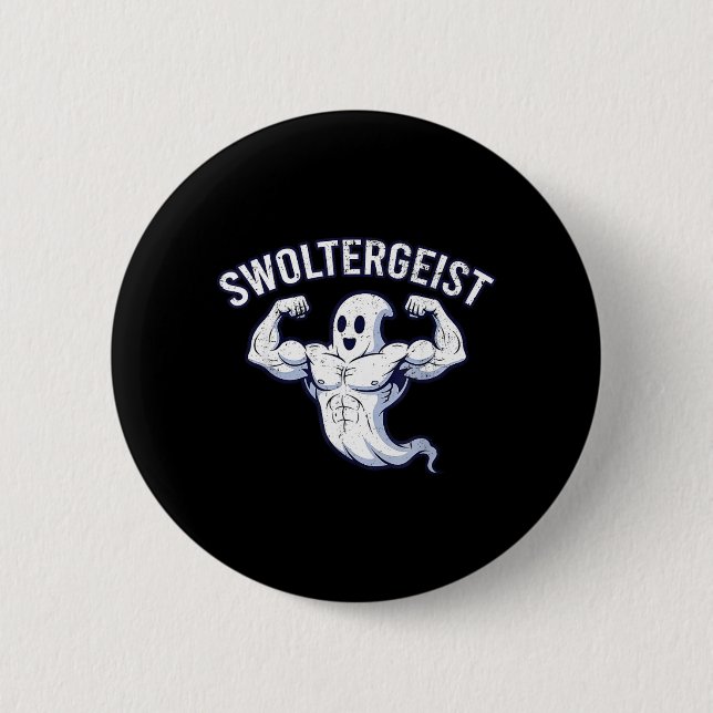 Halloween Bodybuilding Ghost Funny Swoltergeist 2 Inch Round Button (Front)