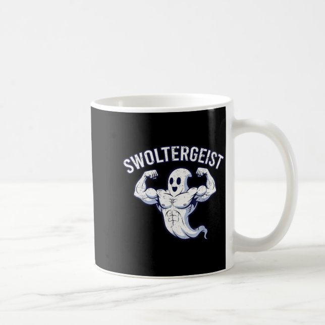 Halloween Bodybuilding Ghost Funny Swoltergeist Coffee Mug (Right)