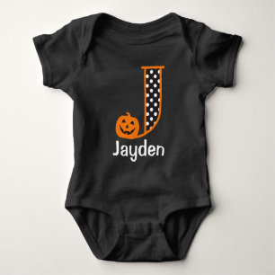Halloween Bodysuit w Pumpkin Monogram Initial J