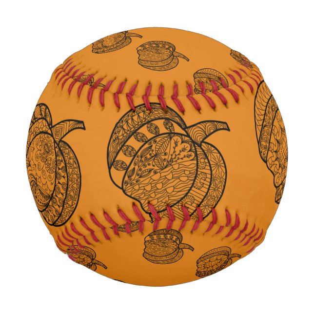 Halloween boho Zentangle ® inspired pumpkin Autumn Baseball (Back)