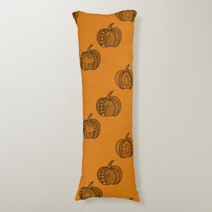 Halloween boho Zentangle ® inspired pumpkin Autumn Body Pillow