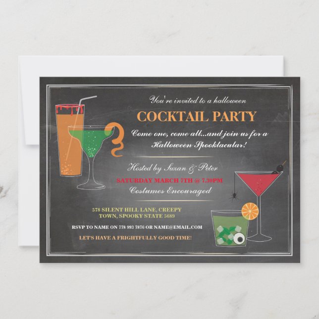 Halloween Boissons Party Invitation Éffrayante (Devant)