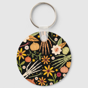 Halloween bones, floral seamless pattern. keychain