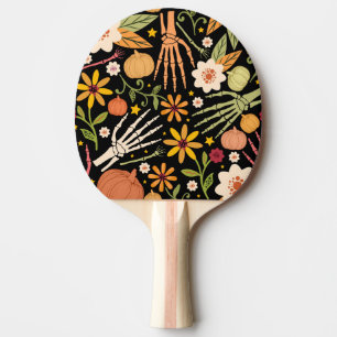 Halloween bones, floral seamless pattern. ping pong paddle