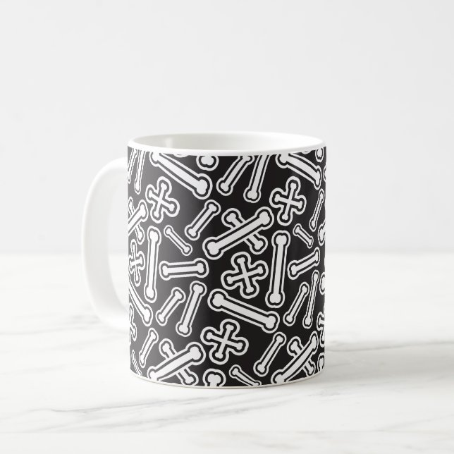 Halloween Bones Pattern Coffee Mug (Front Left)