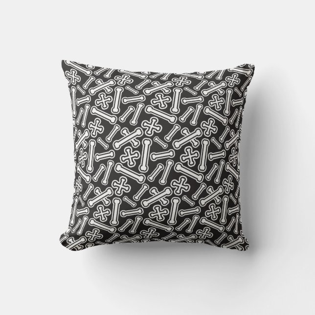 Halloween Bones Pattern Throw Pillow (Front)