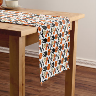 Halloween Boo Bats Cat Pumpkin And Moon Drawing Short Table Runner