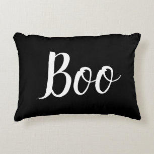 Halloween Boo Black White Accent Pillow
