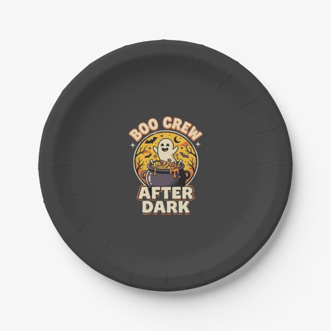 Halloween Boo Crew Badge Paper Plate (Front)