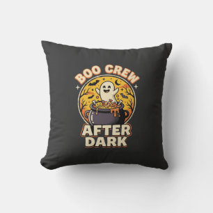 Halloween Boo Crew Badge Throw Pillow