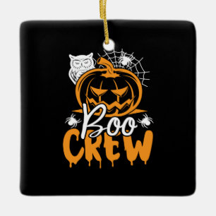 Halloween Boo Crew Birthday Ceramic Ornament