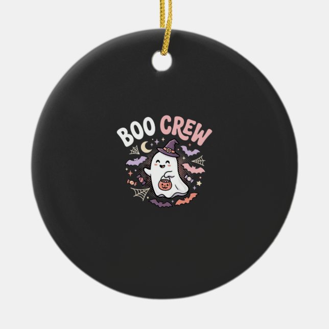 Halloween Boo Crew Ghost Ceramic Ornament (Front)