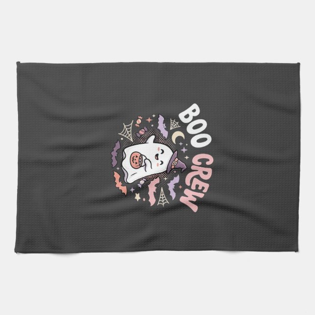 Halloween Boo Crew Ghost Kitchen Towel (Horizontal)