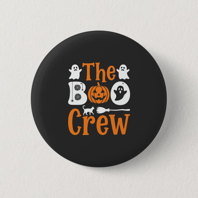 Halloween Boo Crew Ghost Pumpkin Cat Design 2 Inch Round Button (Front)