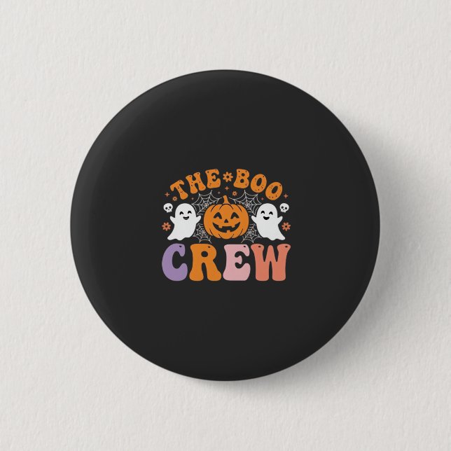 Halloween Boo Crew Ghost Pumpkin Design_1 2 Inch Round Button (Front)