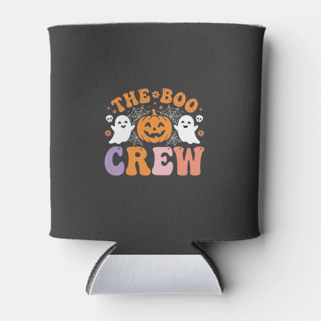 Halloween Boo Crew Ghost Pumpkin Design_1 Can Cooler (Front)