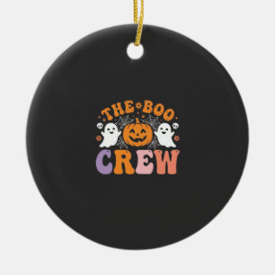 Halloween Boo Crew Ghost Pumpkin Design_1 Ceramic Ornament