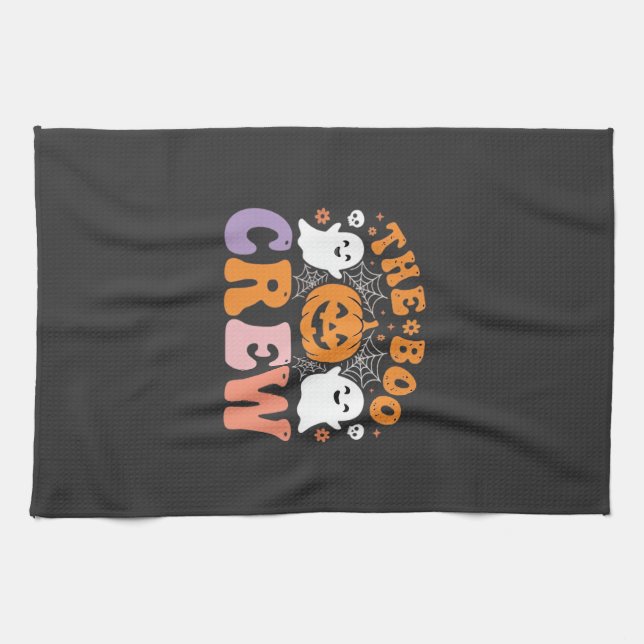Halloween Boo Crew Ghost Pumpkin Design_1 Kitchen Towel (Horizontal)
